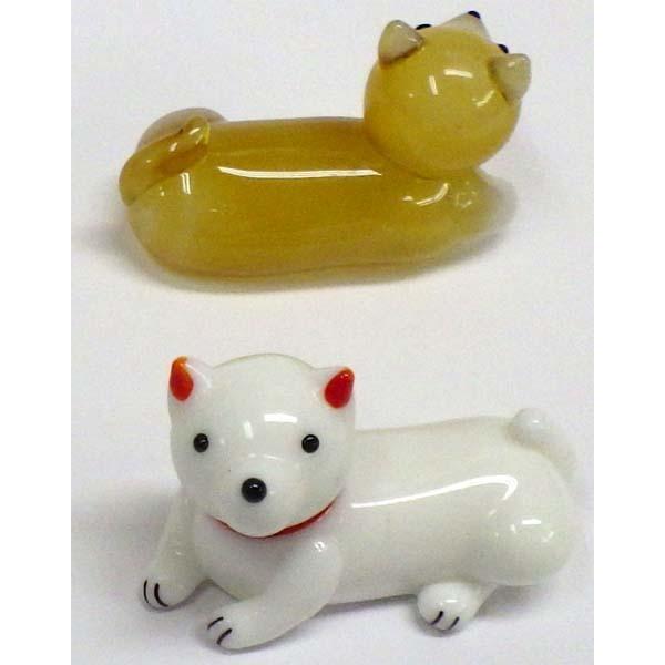 ガラス細工 箸置き 犬 白・茶 - 画像 (2)