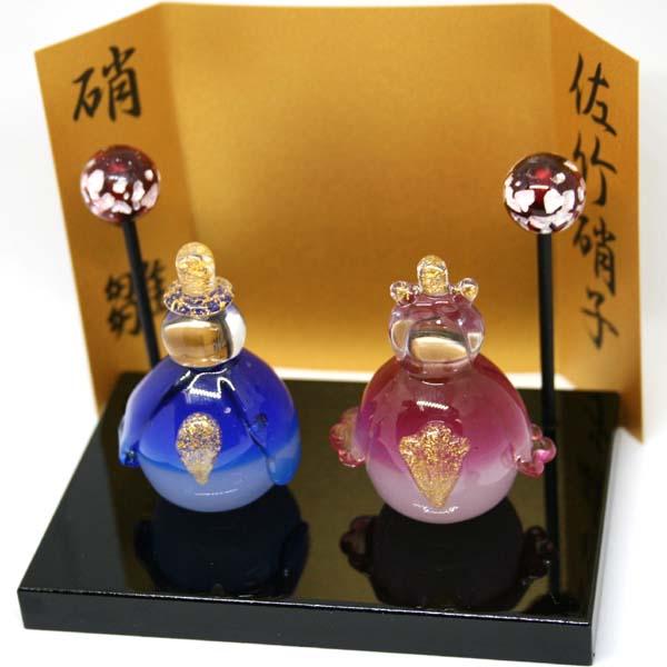 ガラス細工 木台付 お雛様 白 - 画像 (3)